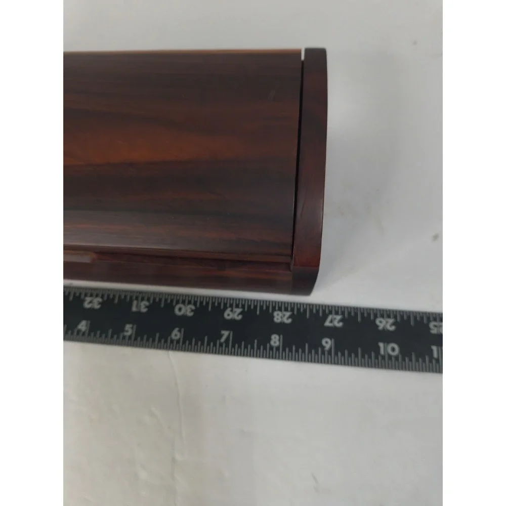 Vintage Y2K Mid-Century Modern Solid Rosewood 2-Tone Black Velvet Jewelry Box